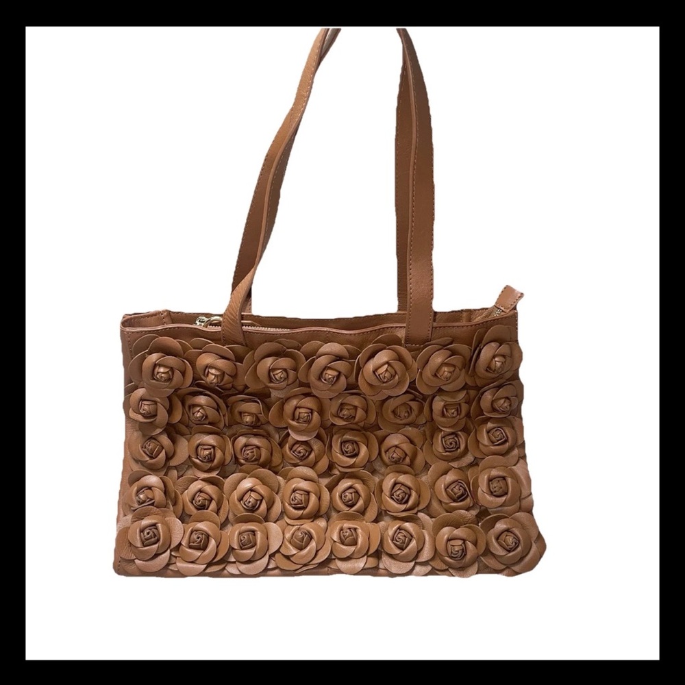 Clever Carriage Leather Rose Purse Romantic Bohemian Garden Party Cottagecore